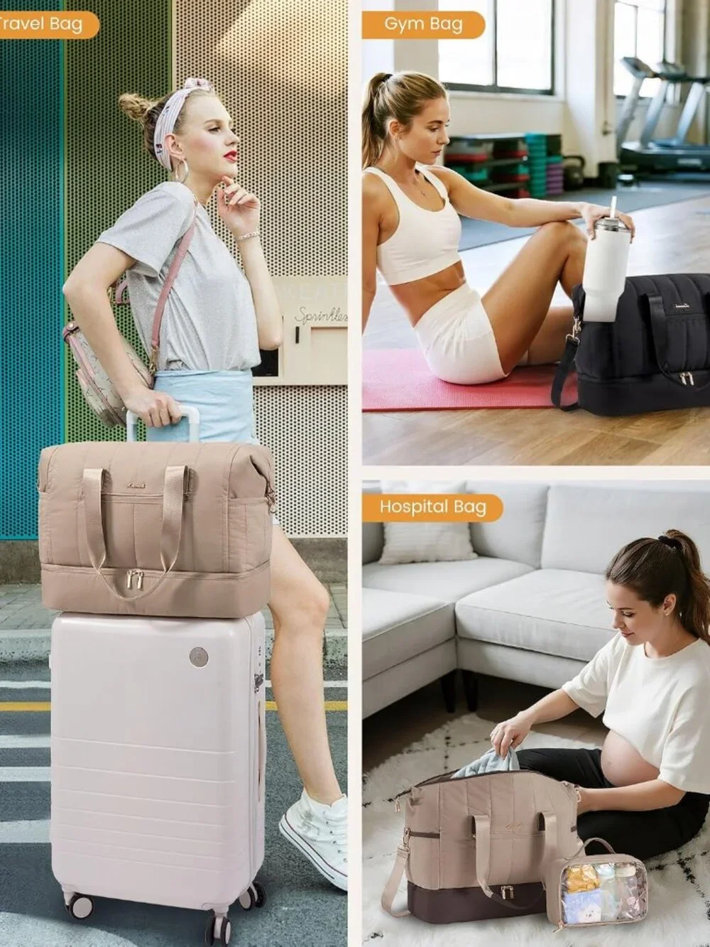Travel Duffle Bag Women,Weekender Hospital Bag for Labor Delivery_7